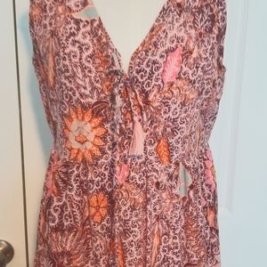 Madewell Lace-up Ruffle Hem Midi Dress